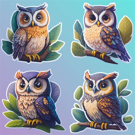 Cute Owl Stickers, Printable Owl Stickers, Cute Owl Clipart, Cute Owl ...