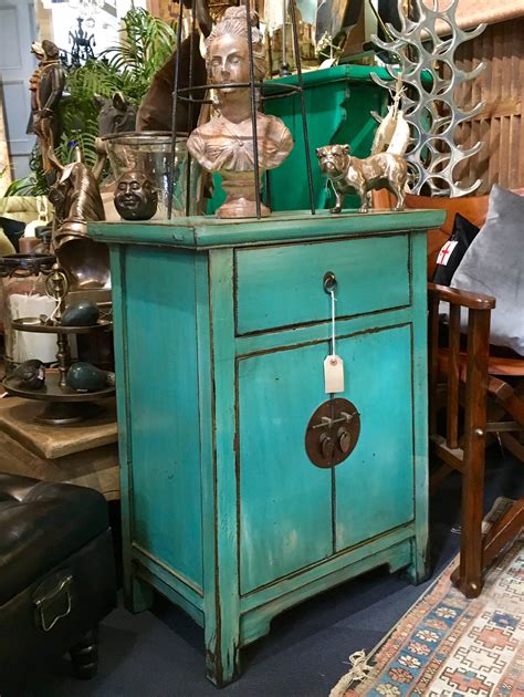 Distressed blue Chinese cabinet