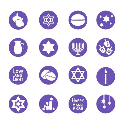 Premium Vector | Set of hanukkah symbols icons vector illustration ...