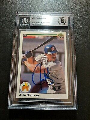 Juan Gonzalez #72 Signed Rookie Card Beckett Certified Rare 1990 Upper ...