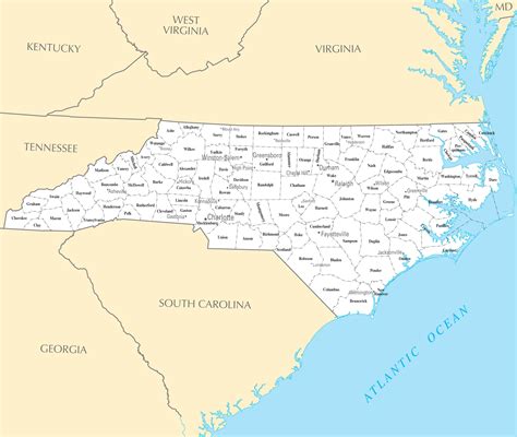 Nc Map With Cities And Towns