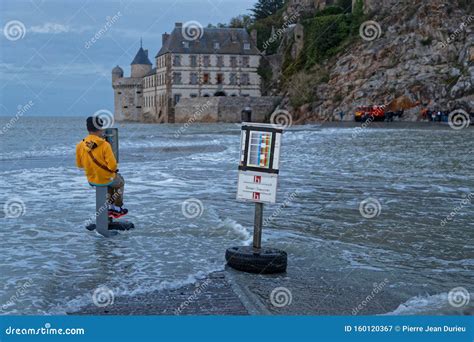 In the Middle of the High Tide in Mont Saint-Michel Editorial ...