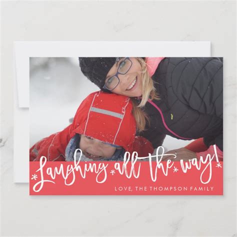 Laughing All the Way Script Holiday Photo Card | Zazzle