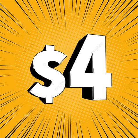 4$ Four Price Symbol Comic Numbers With Dollar Sign On Speed Text Effect EPS For Free Download