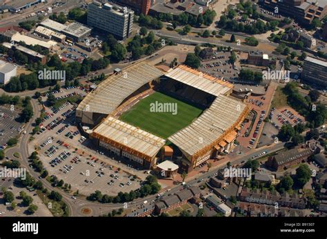 Aerial view of Wolverhampton Wanderers Football Club stadium Molineux West Midlands England Uk ...