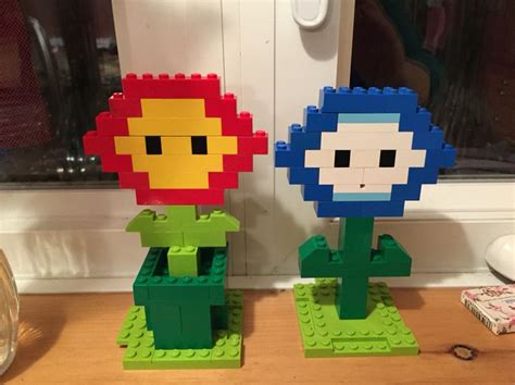 Super Mario bros. Fire power and ice power flower Legos. | Legos, Fire ...