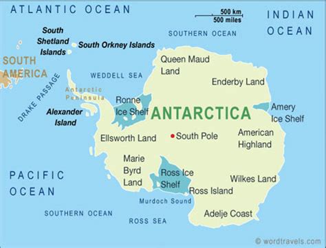 Antarctica Map, Antarctica Travel Maps from Word Travels