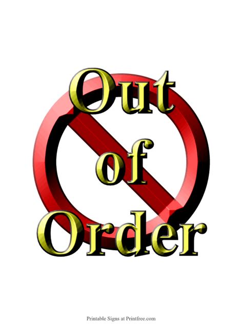 Out of Order sign - Printfree.com