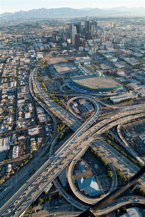 Aerial view of the Los Angeles freeway - Stock Photo - Dissolve