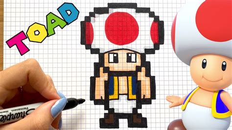 TUTO DESSIN TOAD PIXEL ART MARIO - YouTube