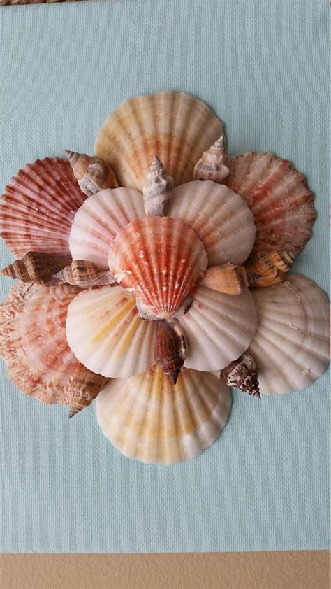 8x10 Canvas Seashell Wall Art | Seashell wall art, Seashell crafts, Seashell art