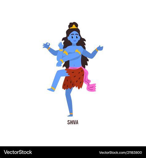 Shiva indian god cartoon character Royalty Free Vector Image