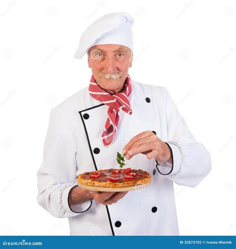 Italian cook with pizza stock photo. Image of parsley - 32873702