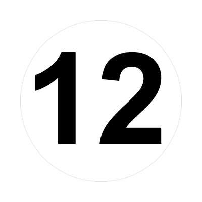 Number 12 White Black Stickers, Magnet | Wacky Print