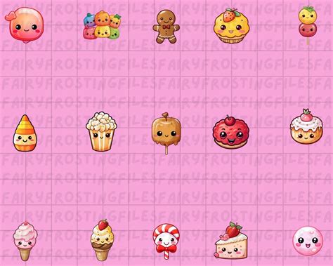 45 Kawaii Clipart Sweets 45 Different Graphics Digital Kawaii PNG ...