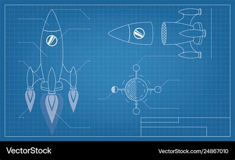 Blueprint spaceship Royalty Free Vector Image - VectorStock