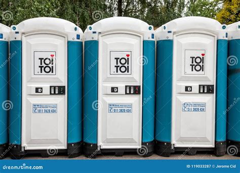 Toi Toi Portable Toilets with Their Iconic Logo. Toi Toi is One of the Major Brand of Portable ...