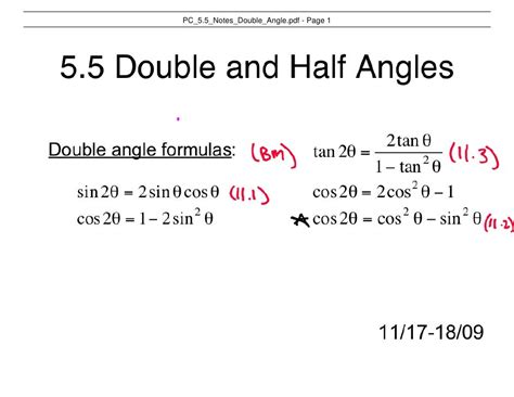 Pc 5.5 Notes Double Angle Formulas