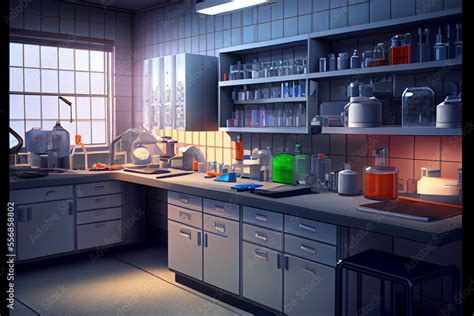 Cartoon Laboratory Science Realistic 3D Rendering National Science Day February 28 Stock ...