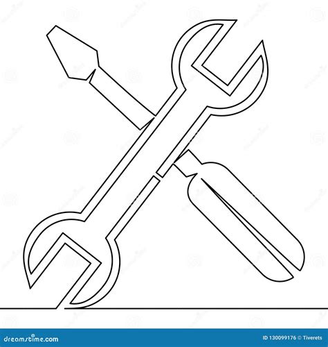 Continuous Line Drawing Tools Vector Concept Stock Vector - Illustration of instrument, service ...