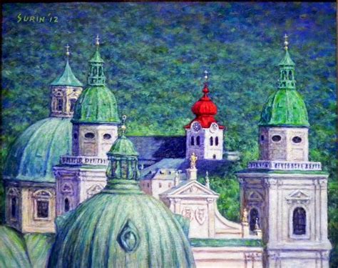 Domes of Salzburg, Salzburg, Austria, original oil painting, 24" x 30". Surin #Impres ...