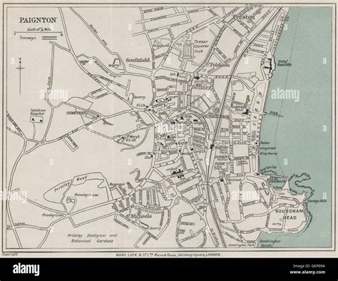 PAIGNTON vintage town/city plan. Devon. WARD LOCK, 1931 vintage map ...