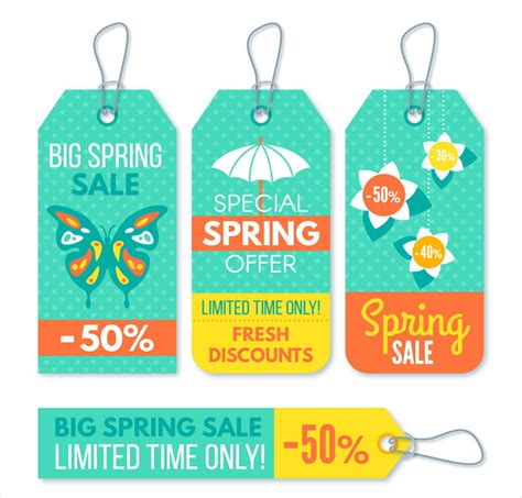 4 spring flower promotional label vector ai | UIDownload