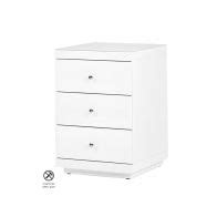 Pimlico 3 drawer white glass bedside with crystal handles | my furniture