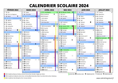 Calendrier Annuel 2024 Avec Vacances Scolaires Excel - Lila Shelba