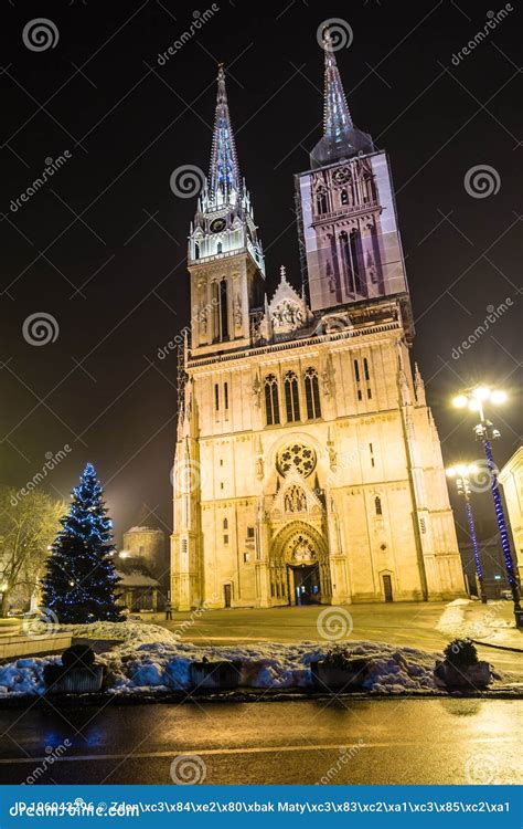 Cathedral at Night - Zagreb, Croatia, Europe Stock Photo - Image of light, building: 106042296