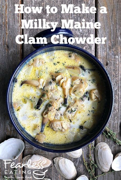 Maine clam chowder is typically made with milk and not thickened with flour. This thinner style ...