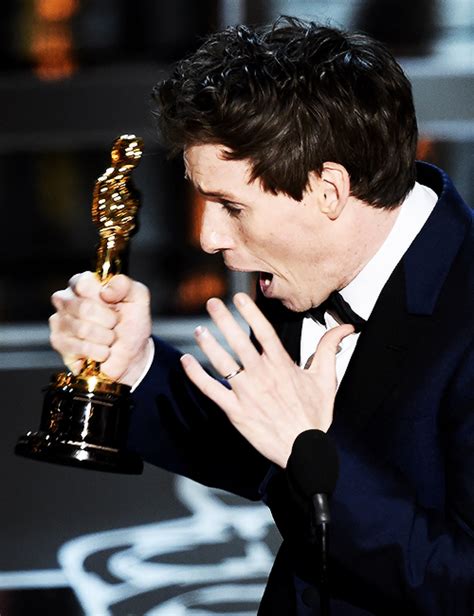 Eddie Redmayne accepts his award on stage at the 87th Oscars February 22, 2015 in Hollywood ...