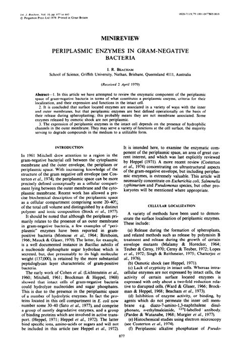 (PDF) Periplasmic enzymes in Gram-negative bacteria