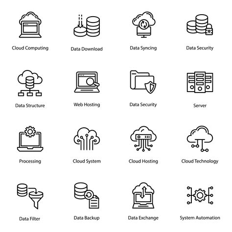 Cloud Computing Line Icons Set 16760305 Vector Art at Vecteezy