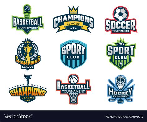 Sport logos emblem of college team cup Royalty Free Vector