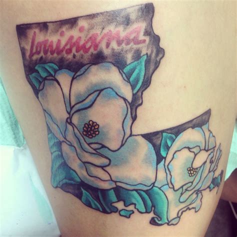 Louisiana magnolia tattoo done by Stone at Hattiesburg Tattoo | Magnolia tattoo, Tattoos, Skull ...