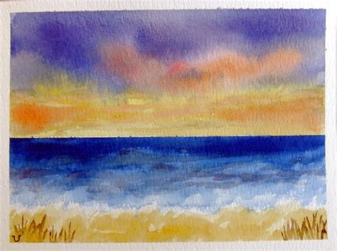 Original Watercolor Painting Sunset Seascape/5x7