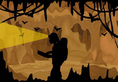 A Cavers Exploring A Cave 152663 Vector Art at Vecteezy