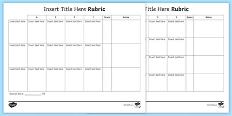 Editable Rubric Templates (Teacher-Made)