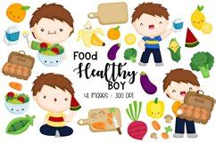 Kids Eating Healthy Food Clipart - Boy Fresh Food (2084480)