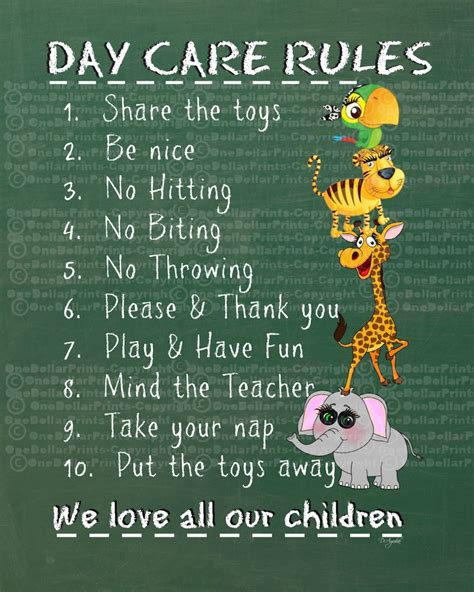 DAY CARE RULES Sign Original Art High Resolution 8X10 Print - Etsy