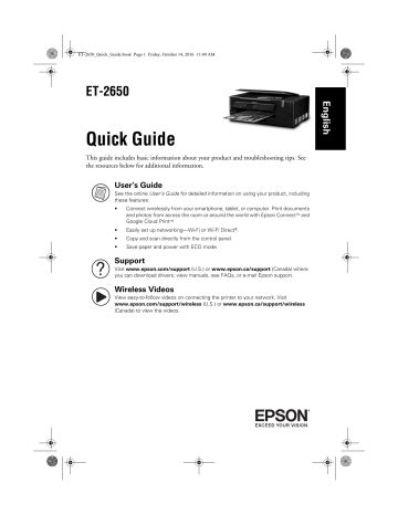 Epson ET-2650 Quick Guide | Manualzz