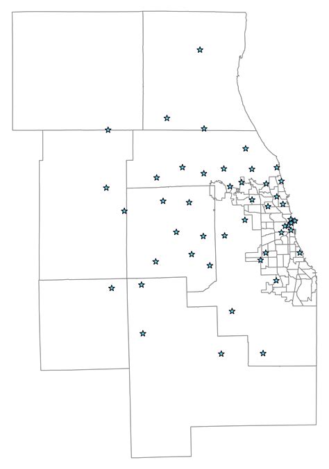 Lou Malnati's locations (red circles) versus Giordano's locations (blue ...