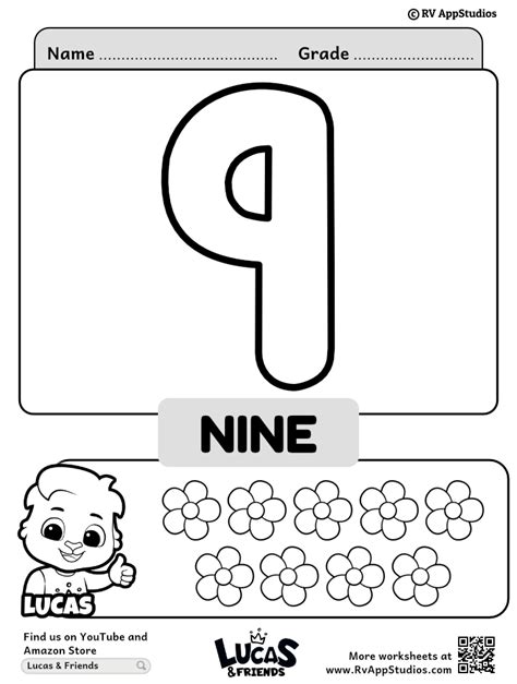 Number 9 Coloring sheet | Color 9 Number Printable Worksheet