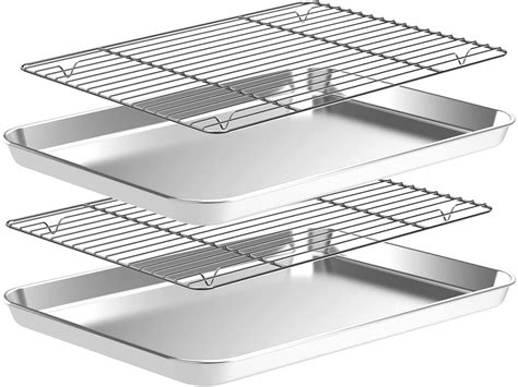 Stainless Steel Baking Tray Cooling Rack Set Grid Baking Tray Wire Rack ...