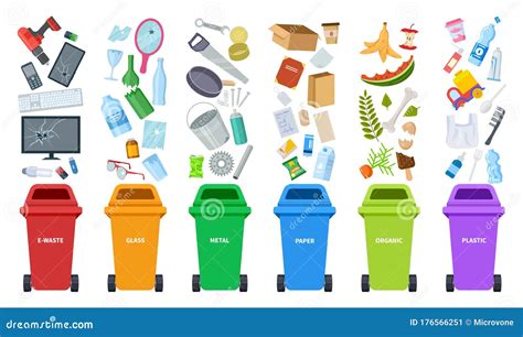 Sorting Garbage Bins Vector Illustration | CartoonDealer.com #86135068