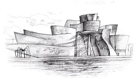 Museo Guggenheim Bilbao - pen drawing - YouTube