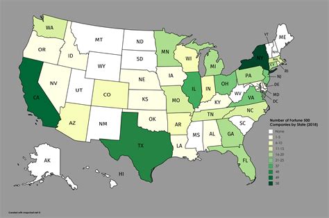 Number of Fortune 500 Companies by State [5400X3586] : r/MapPorn