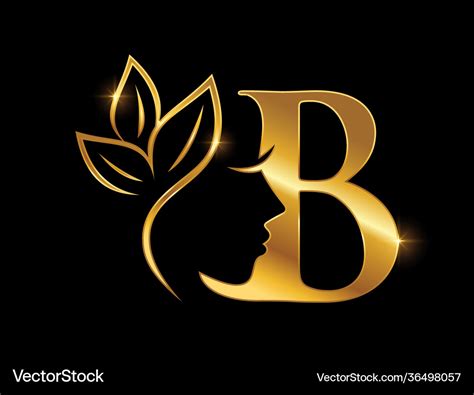 Golden monogram beauty logo initial letter b Vector Image