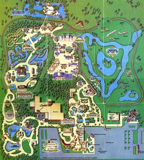 Busch Gardens - The Dark Continent Map 1985 | Theme Park Brochures